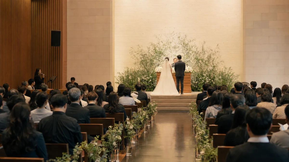 결혼식 본식 단상과 하객석 장면