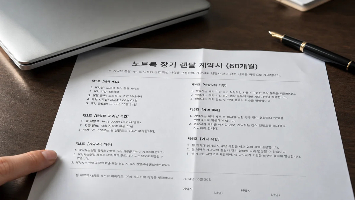 노트북 단기 대여 vs 장기 약정 위약금 비교 — 프로젝트·계약직 업무 시나리오