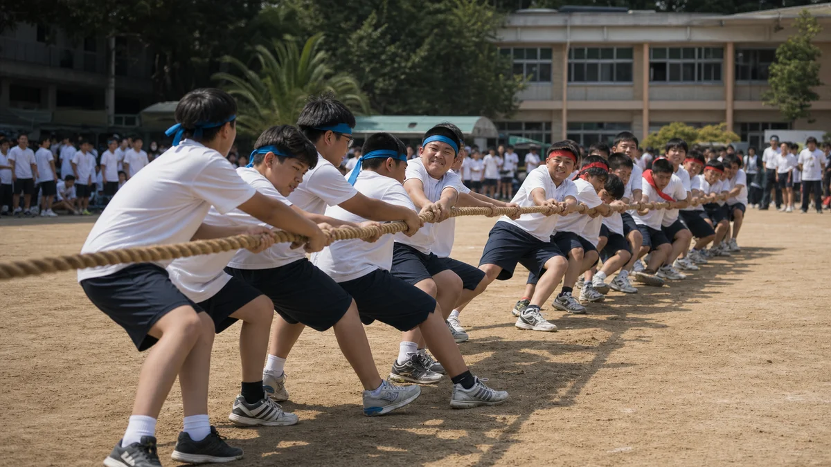 운동회 줄다리기 단체 종목 장면