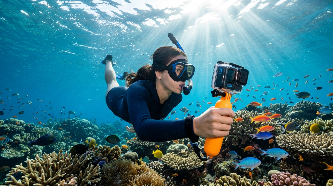 고프로 수중촬영 — 방수하우징과 부력봉(핸들러) 필수 사용