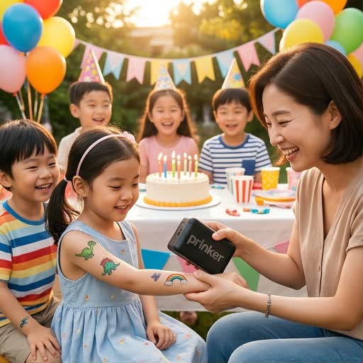 프링커 활용 — 생일파티·가족 이벤트에서 아이들과 어른이 즐기는 1초 타투