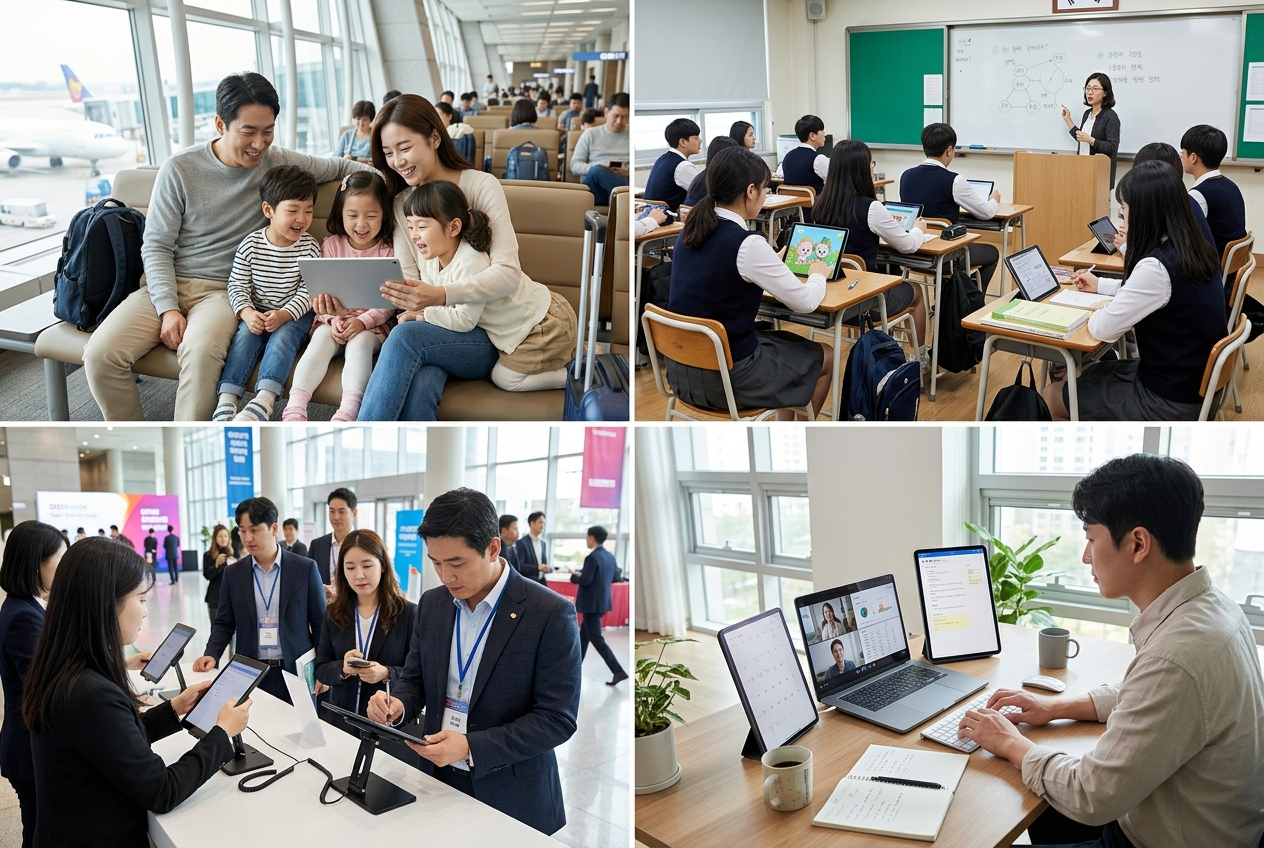 태블릿 활용 — 가족 여행·교육 현장·행사 운영·재택 업무